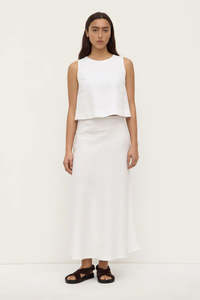 ASSEMBLY LABEL Melody Linen Bias Skirt | White