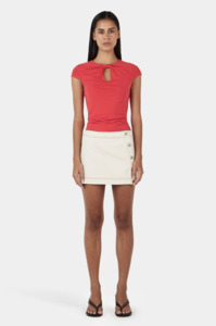 OWNLEY Rina Keyhole Tee | Tango Red