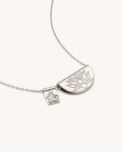 BY CHARLOTTE Lotus and Little Buddha Necklace | Silver