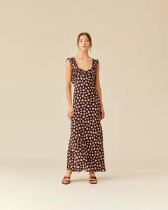 Dresses: RUBY Passionfruit Dress | Brown Ditsy