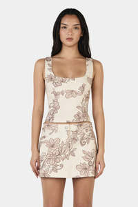 OWNLEY Koula Mini Skirt | Rolling Waves Beige