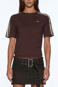 Womens Ksubi: KSUBI SS Top | Chocolate Pinstripe