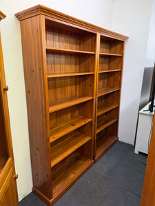 Products: Matching Pair Left / Right Tall Rimu Bookcases The Heart Of Rimu Furniture co
