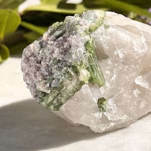 Home Decor: Green tourmaline in quartz with lepidolite - The Hidden Gem