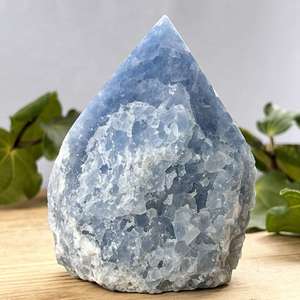 Blue calcite - part polished - The Hidden Gem