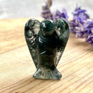 Cut and Polished: Moss agate angel - The Hidden Gem