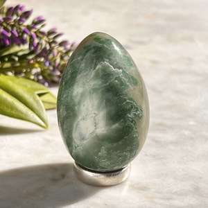 Products: Moss agate egg - The Hidden Gem