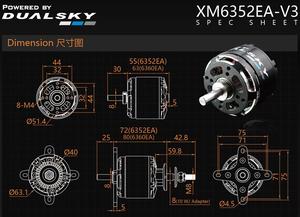 Rc Motors: Dual Sky XM6352EA-20 V3 280kv 2624w 8S 125E Brushless Outrunner Motor 508g 18x12