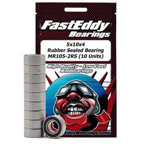 Rc Bearings: 5x10x4 Rubber Sealed Bearing MR105-2RS (10 Units) by Fast Eddy