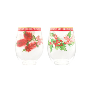 Glassware: Maxwell & Williams Festive Flora Steamless Glass 560ml Set of 2
