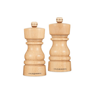 Salt Pepper: Cole & Mason London Natural Beech Wood Salt & Pepper Mill 13cm Set of 2