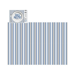 Tableware: Direct Paper Silver & Sapphire Stripe Paper Placemats Pack of 30