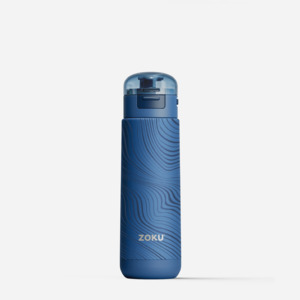 ZOKU Stainless Sports Bottle 500ml Blue Wavy