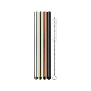 Avanti Bubble Tea Straws Stainless Steel Set of 4 with Cleaning Brush Colours