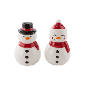 Salt Pepper: Design Imports Mr & Mrs Snowman Ceramic Salt & Pepper Shaker Set