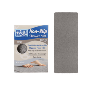 Bathroom: White Magic Non-Slip Shower Mat Large Platinum