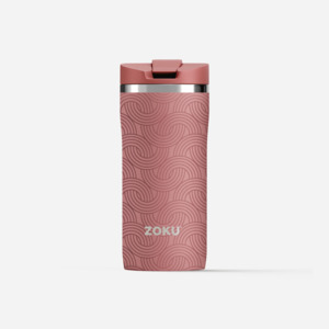 Travel Mugs: ZOKU Stainless Travel Mug 355ml Pink Geometric