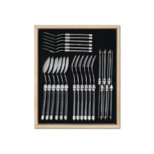 Andre Verdier Laguiole Debutant Cutlery Set 24-Piece Black