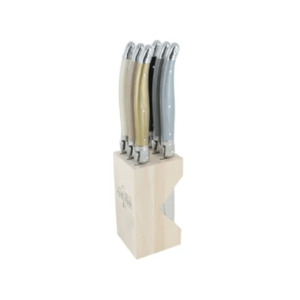 Steak Knives: Andre Verdier Laguiole Debutant Steak Knife Block Set of 6 Neutral