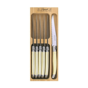 Andre Verdier Laguiole Debutant Steak Knife Set of 6 Ivory