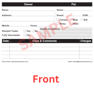 Client & Pet Grooming Record Cards - Pack of 50