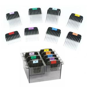 Wahl Universal A5 Blade Stainless Steel Comb Set 8 Pack + Container - 3mm to 2.5cm