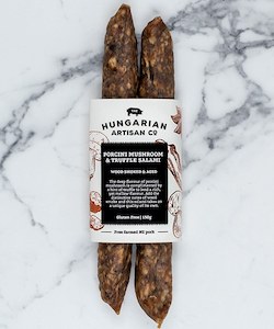 Products: Porcini Mushroom and Truffle Salami – Wood Smoked & Aged