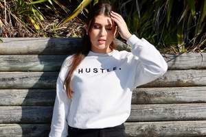 Hustle Apparel: The Watch Me Hustle Crew Neck - Pearl