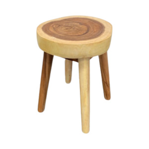 Chairs: Suar Wood Round Stool