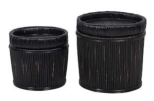 Basket with Tray Lid Black - 2 sizes