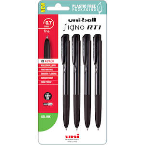 Uni Ball: Uni Signo RT1 0.7mm Black Retractable Pens Set of 4
