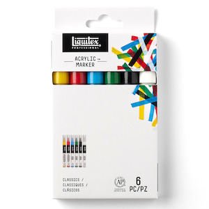 Liquitex 2-4mm Chisel Acrylic Markers Classics Set of 6
