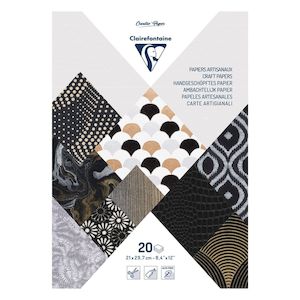 Paper Craft Stamping: Clairefontaine Metallic Blacks A4 20 Sheet 120gsm Artisian Paper Pad