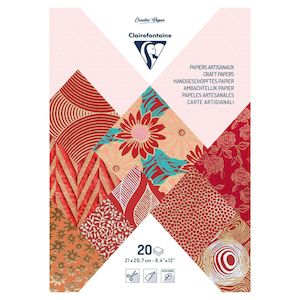 Paper Craft Stamping: Clairefontaine Reds A4 20 Sheet 120gsm Artisian Paper Pad