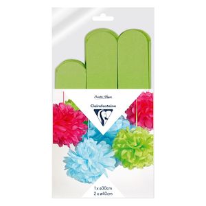 Paper Craft Stamping: Clairefontaine Apple Green Crepe Pompoms Pack of 3