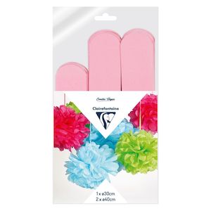Paper Craft Stamping: Clairefontaine Pink Crepe Pompoms Pack of 3