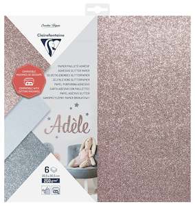 Clairefontaine Adhesive Glitter 250gsm 30.5x30.5cm Cutting Paper Pack of 6