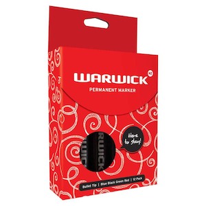 Warwick Marker Assorted Bullet Tip Permanent Box Of 12