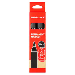 Markers: Warwick Permanent Marker Pen Black Bullet Tip Blister 2 Pack