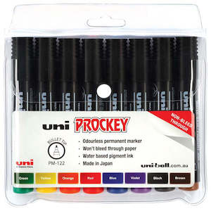 Markers: Uni Prockey 1.2mm Bullet Tip Assorted Markers Set of 8