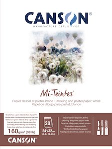 Canson Mi-Teintes 24x32cm 160gsm White 20 Sheet Pad