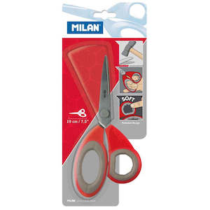Milan: Milan Grey On Red Size 190mm 7.5" Soft Grip Office Scissors