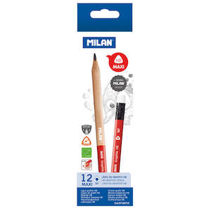 Milan Maxi Hb Graphite Pencils With Eraser Set Of 12