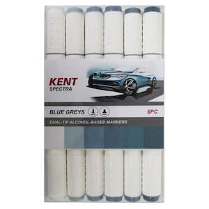Kent Spectra Graphic Design Markers Set Of 6 Blue Grey Colours