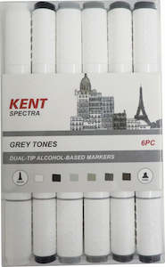 Kent Spectra Graphic Design Markers Set Of 6 Grey Colours
