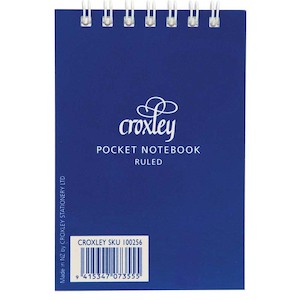 Croxley Notebook Ruled Pocket Top Opening 76x111mm Blue Cover 50 Leaf