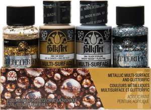 FolkArt Acrylic Metallic/Glitterific Paints 59ml - Set Of 4