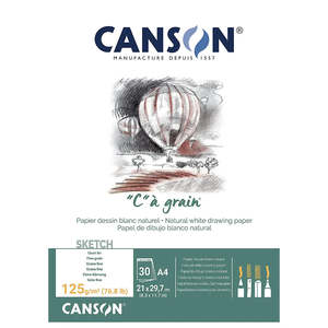 Canson: Canson "C"A Grain Pad A4 125gsm 30sht Natural White