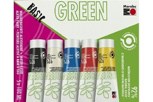 Oil Colour: Marabu Green Matt Universal Paint 100ml Basic - Set Of 5