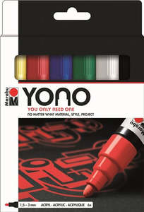 Marabu YONO Acrylic Markers Bullet Tip Sets Of 6
